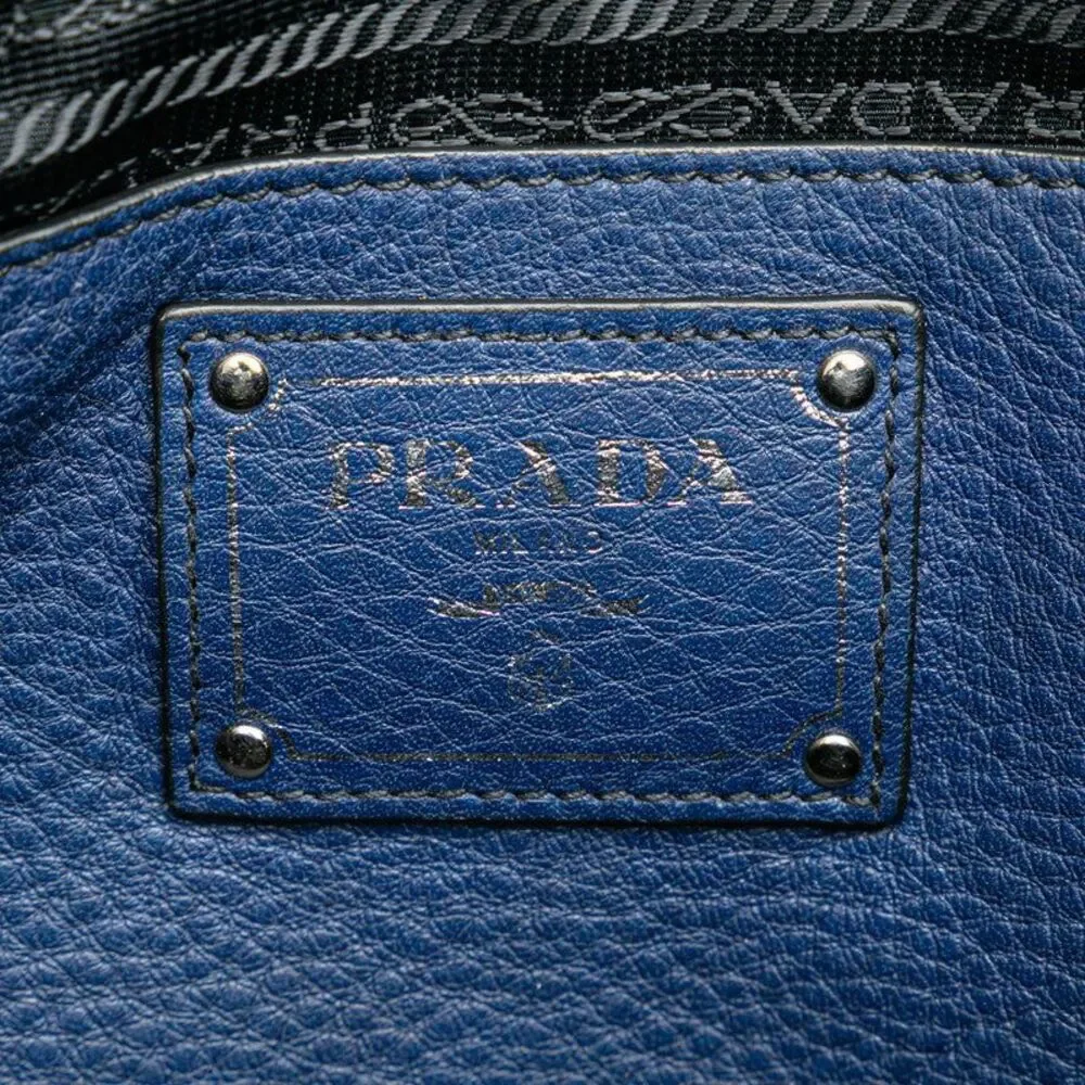 Prada Triangle Logo Plate Leather Handbag - Picture 2 of 10